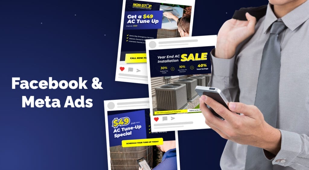 custom graphic showing social posts for an hvac company